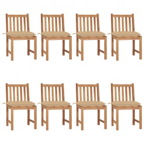 Patio Chair Set of 8 Natural Teak Solid Teak Wood Stand...