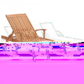 Sun Lounger Set of 2 Natural Wood, Red Cushion
