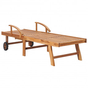 Sun Lounger Set of 2 Teak Teak hardwood with polyester ...