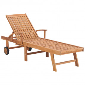 Sun Lounger Set of 2 Fine sanded wood with red cushions
