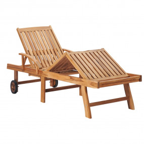 Sun Lounger Set of 2 Teak wood with black cushion Solid...