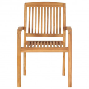Garden Chair Set of 4 Natural wood Solid teak wood Medi...