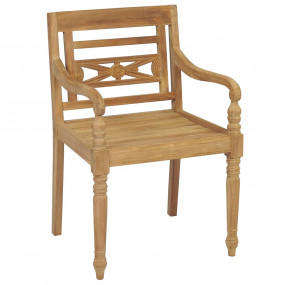 Batavia Chair Set of 6 Natural wood Teak wood Standard