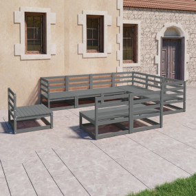 Garden Lounge Set Grey Solid pinewood Large Modular
