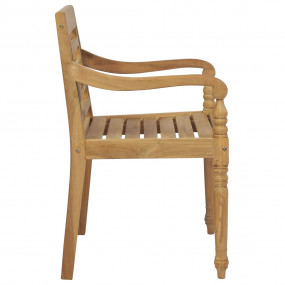 Batavia Chair Set of 6 Light Brown Solid Teak Wood Stan...