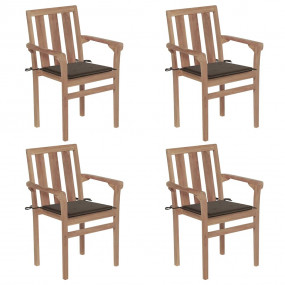 Patio Chair Set of 4 Taupe (cushion)