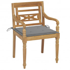 Batavia Chair Set of 4 Teak, Grey Solid Teak Wood, Poly...
