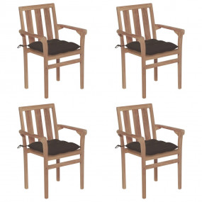 Patio Chair Set of 4 Warm teak Teak wood Standard Stack...