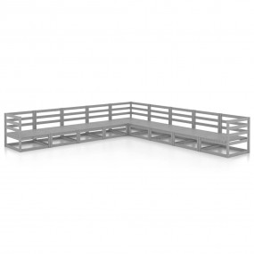 Garden Lounge Set Grey Solid pinewood Large Garden Loun...