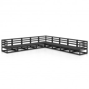 Garden Lounge Set Black Solid pinewood Standard Modular