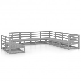 Garden Lounge Set Grey Solid pinewood 9-piece set Modul...