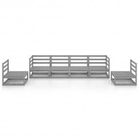 Garden Lounge Set Gray Solid pine wood Medium Modular