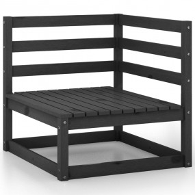 Garden Lounge Set Black Solid pinewood 27.6 in x 27.6 i...