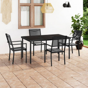Outdoor Dining Set Black and Anthracite