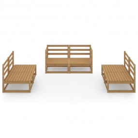 Garden Lounge Set Honey brown Solid pinewood 6 Piece Se...