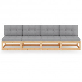 Garden Sofa Grey Solid pinewood Large Durable Garden So...