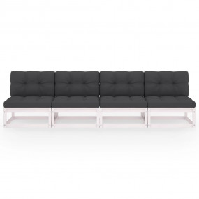 Garden Sofa White, Anthracite Solid Pinewood, 100% Poly...