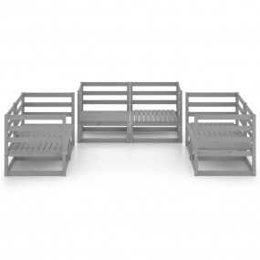 Garden Lounge Set Grey Solid Pinewood Modular Garden Lo...