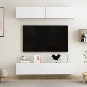 TV Cabinet Set of 4 White Engineered wood 31.5x11.8x11....