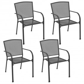 Dining Set Anthracite Steel with e-coating and powder c...