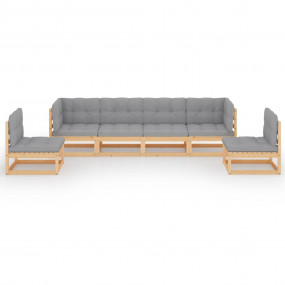 Garden Lounge Set Pine Solid pine wood 6 Piece Modular