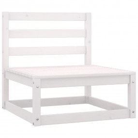 Garden Lounge Set White Solid Pinewood, Polyester Stand...