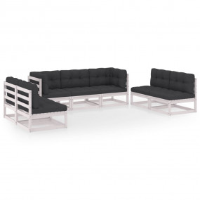 Garden Lounge Set White with Anthracite Cushions