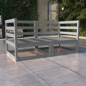 Garden Sofa Grey Solid pinewood 27.6 x 27.6 x 26.4 in M...