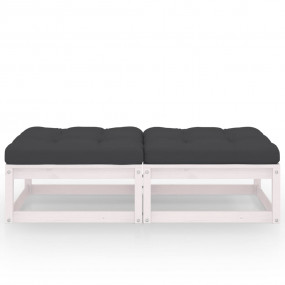 Footstool White, Anthracite Solid pinewood, 100% polyes...