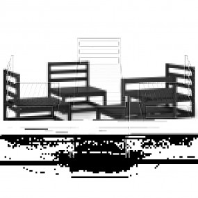 Garden Lounge Set Black Solid pine wood 27.6 x 27.6 x 2...