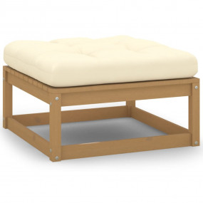 Footstool Honey brown, Cream Solid pinewood, 100% polye...