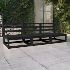 3-seater Sofa Black Solid pinewood 3-seater sofa Modula...