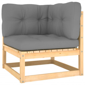 Garden Lounge Set Natural wood, Grey Solid pinewood, 10...