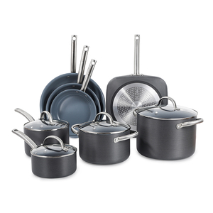 Imag:BLACK+DECKER BDK100B 12-Piece Ceramic and Aluminum Cookware Set, Gray