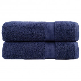 Bath Towel Set of 2 Navy Blue 100% Cotton 39.4 x 59.1 i...