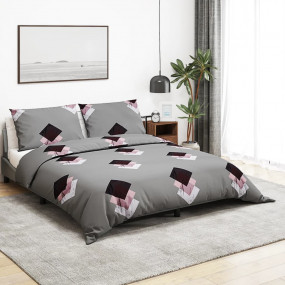Duvet Cover Set Grey 100% Cotton 55 x 79 in Light Weigh...