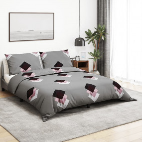 Duvet Cover Set Set of 2 Gray 100% Cotton 102.4x94.5 in...