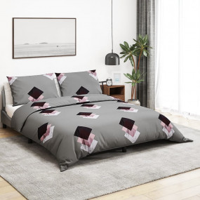 Duvet Cover Set Set of 2 Grey 100% Cotton 102.4x86.6 in