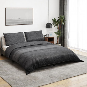 Duvet Cover Set Set of 2 Dark grey 100% Cotton 79x79 in