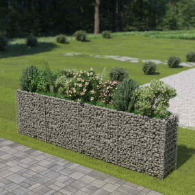 Gabion Raised Bed Silver Galvanized Steel Large