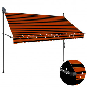 Retractable Awning Orange and Brown Polyester with PU c...