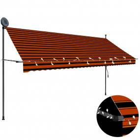 Retractable Awning Orange and Brown Polyester with PU c...