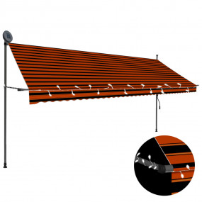 Retractable Awning Orange and Brown Polyester with PU c...