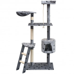 Cat Tree Grey with black paw prints