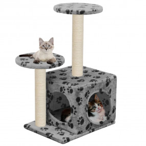 Cat Tree Grey with paw prints