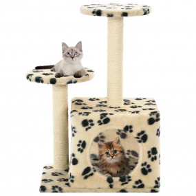 Cat Tree Beige with paw prints