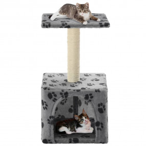 Cat Tree Grey with black paw prints