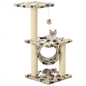 Cat Tree Beige with black paw prints