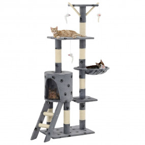 Cat Tree Grey with paw prints