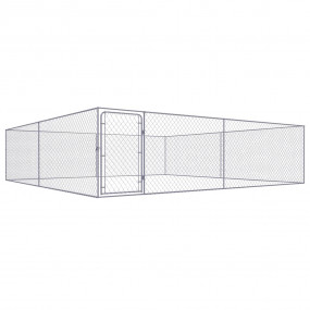Dog Kennel Silver Galvanized Steel Large Dog Kennel Rec...